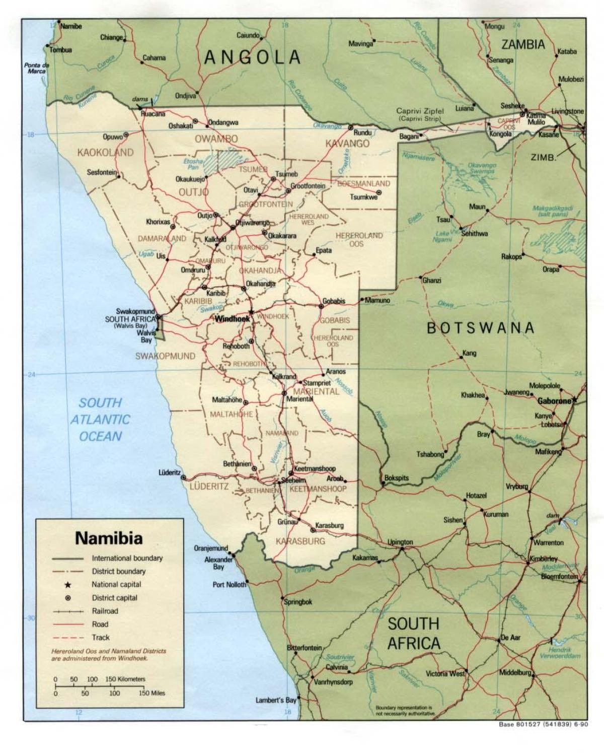 נמיביה המפה עם כל הערים