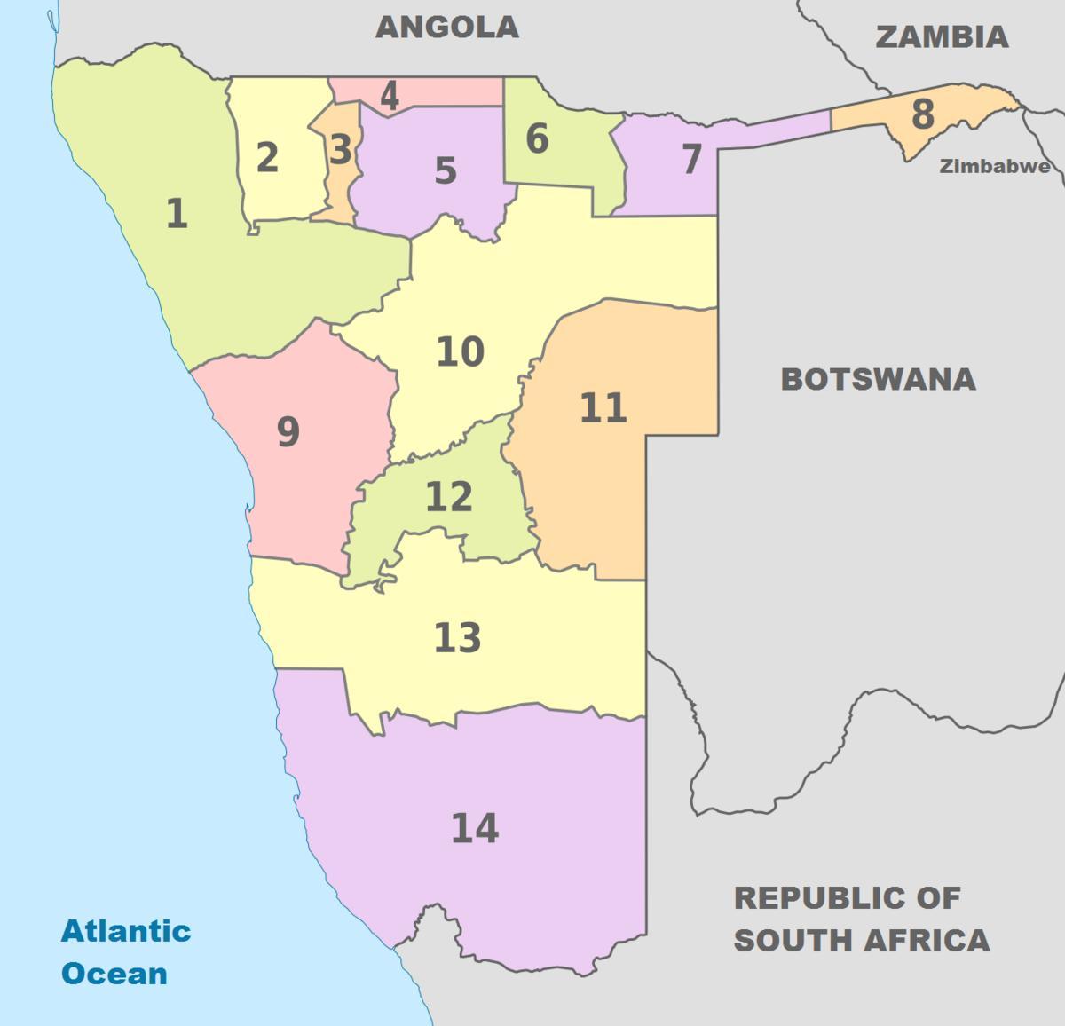 המפה הפוליטית של נמיביה